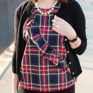 NWT J. Crew  Tartan Plaid Ruffle Tank Blouse Size: 0